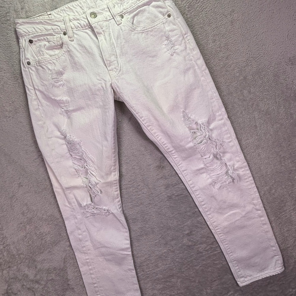 Denim & Supply Ralph Lauren Womens 26 White Distressed Skinny Boyfriend Jeans